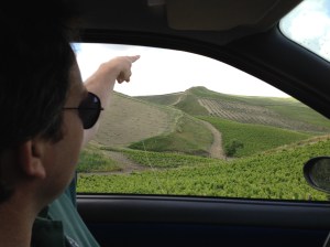 Klaus Di Gionanni viser rundt i vinmarkerne.